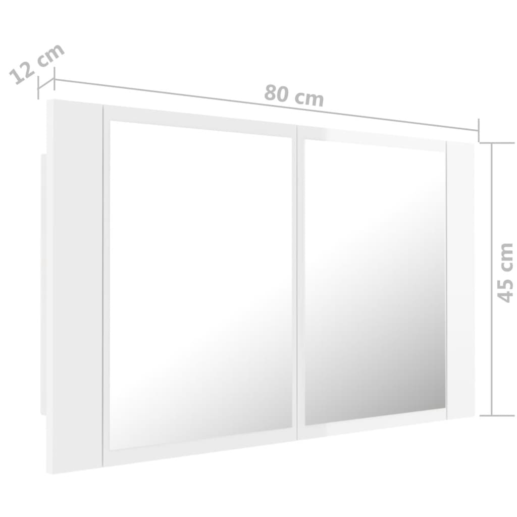 vidaXL LED koupelnová skříňka se zrcadlem lesklá bílá 80x12x45cm akryl