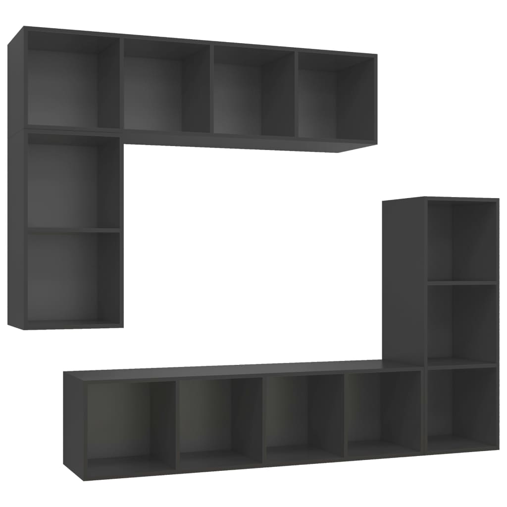 vidaXL 4dílný set TV skříněk šedý kompozitní dřevo