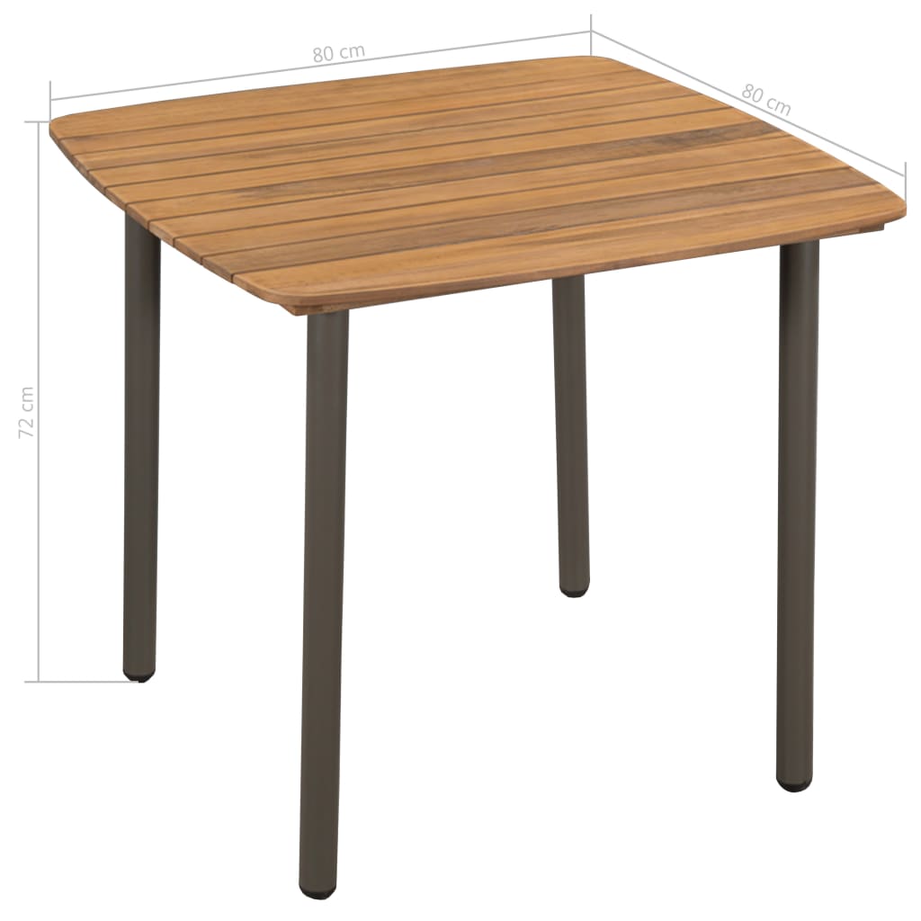 vidaXL Zahradní stůl 80 x 80 x 72 cm masivní akácie dřevo a ocel