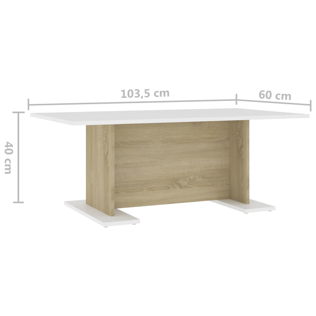 vidaXL Konferenční stolek bílý a dub sonoma 103,5x60x40 cm dřevotříska