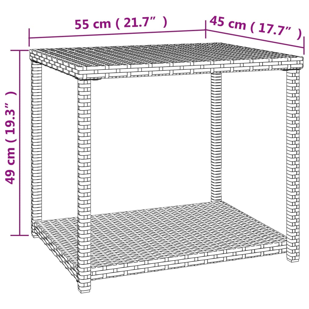 vidaXL Odkládací stolek hnědý 55 x 45 x 49 cm polyratan