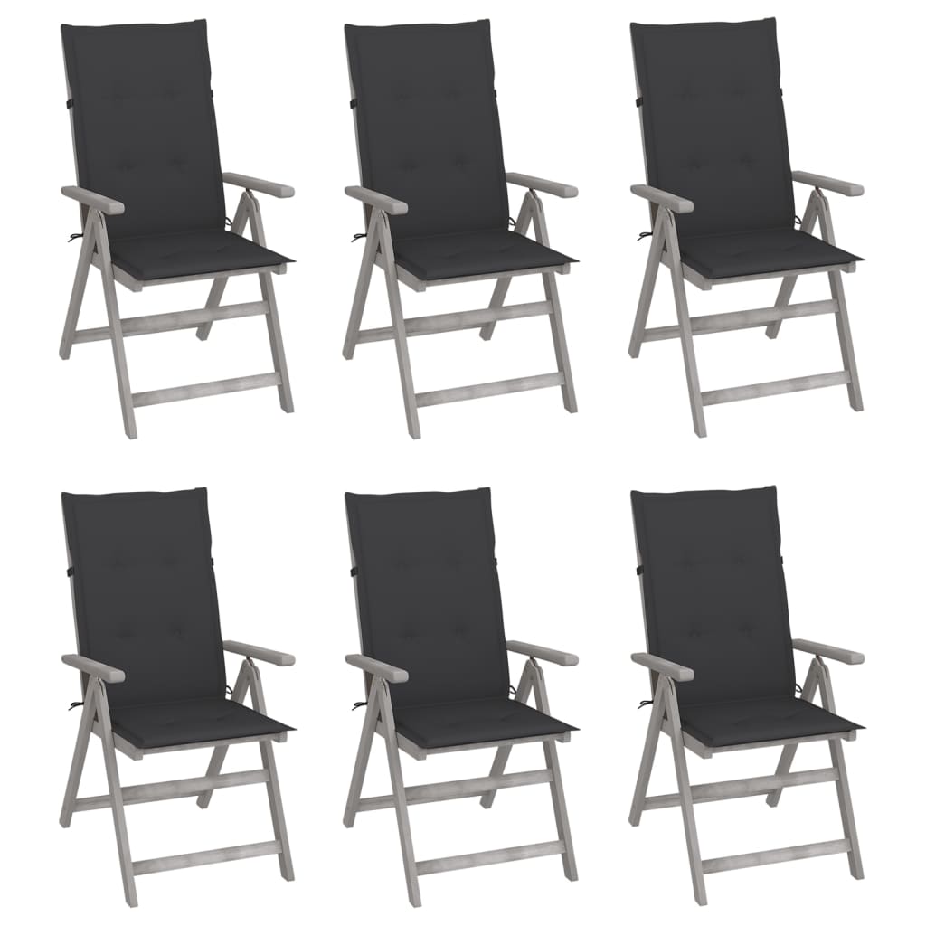 vidaXL Zahradní polohovací židle s poduškami 6 ks masivní akácie
