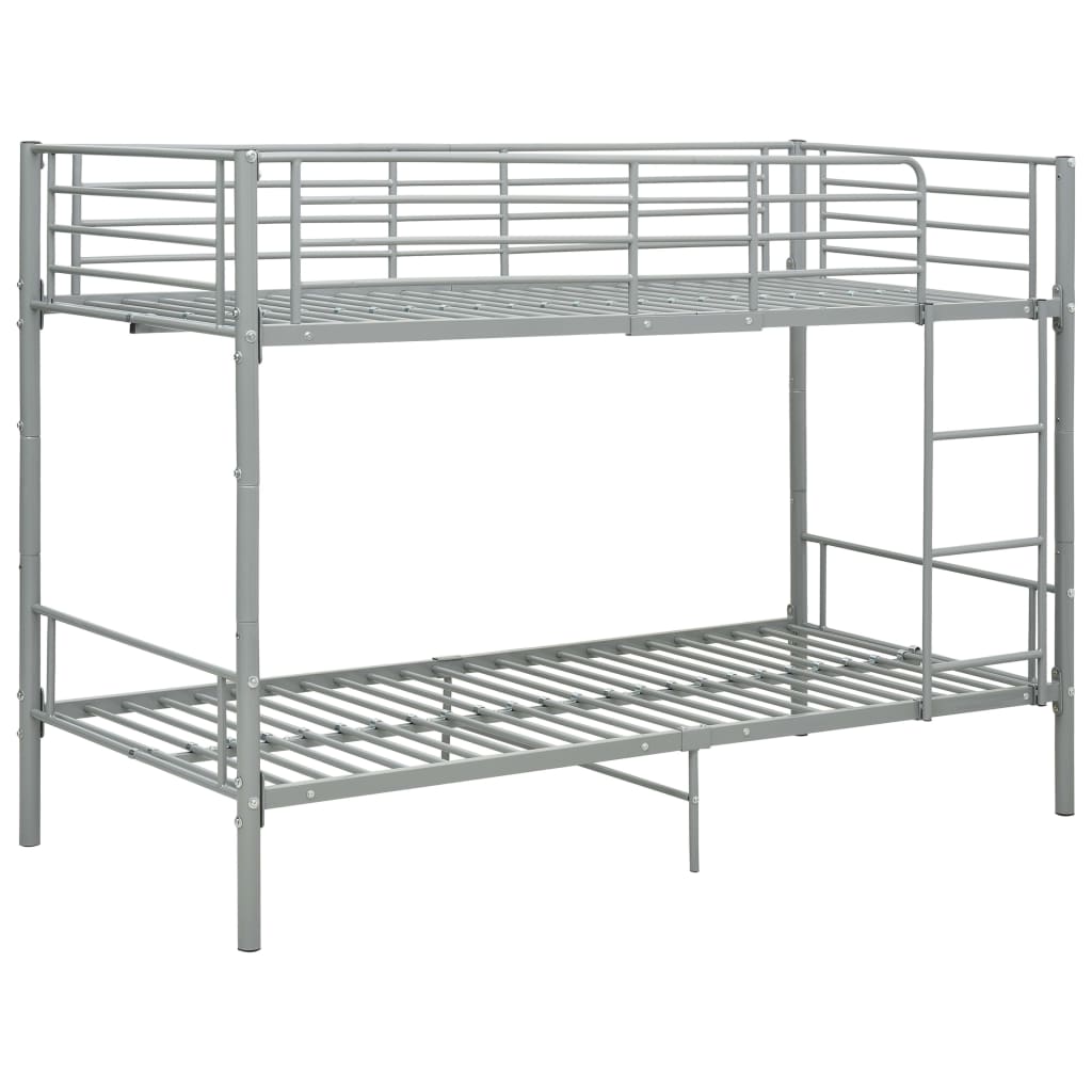 vidaXL Poschoďová postel šedá kov 90 x 200 cm