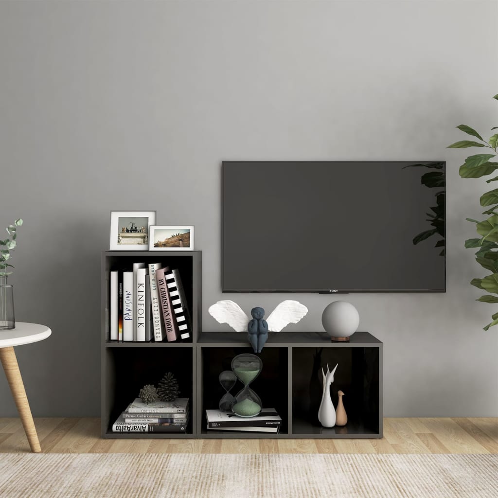 vidaXL TV skříňky 2 ks šedé vysoký lesk 72 x 35 x 36,5 cm dřevotříska