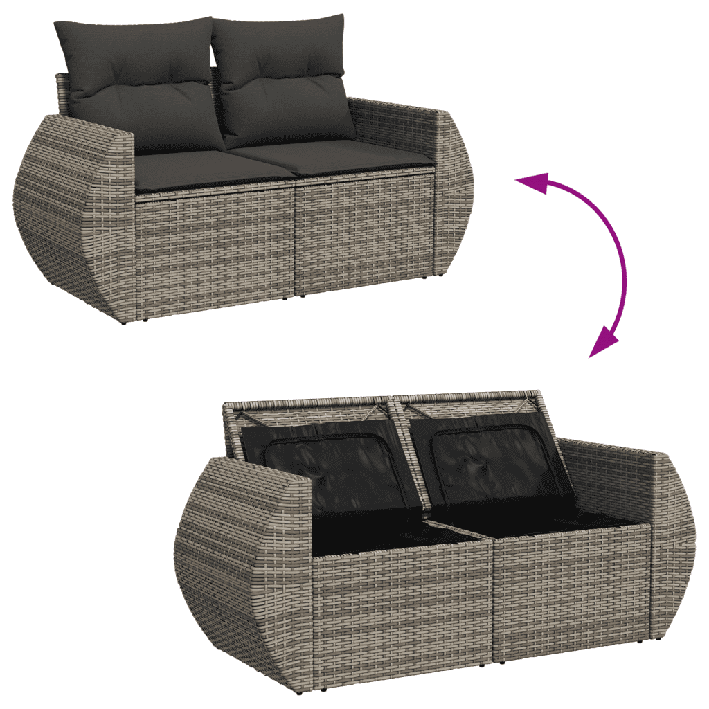 vidaXL 6dílná zahradní sedací souprava s poduškami šedá polyratan