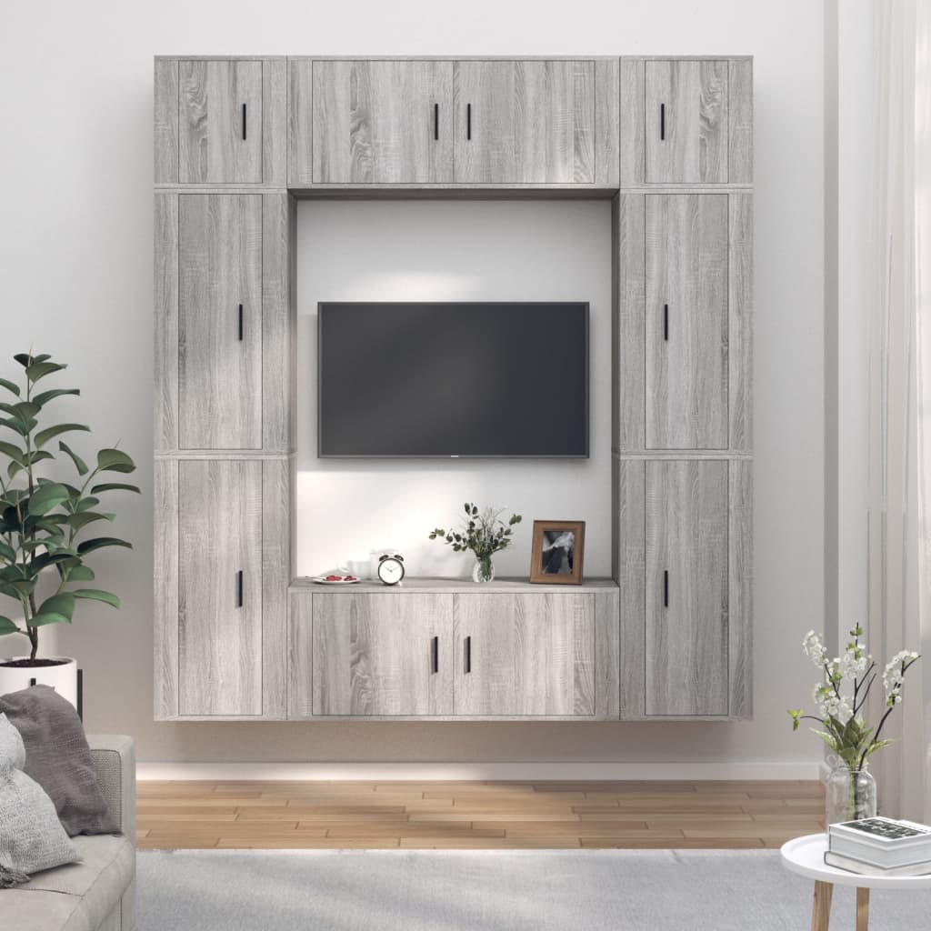 vidaXL 8dílný set TV skříněk šedý sonoma kompozitní dřevo