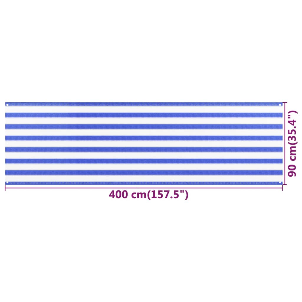 vidaXL Balkonová zástěna modrobílá 90 x 400 cm HDPE