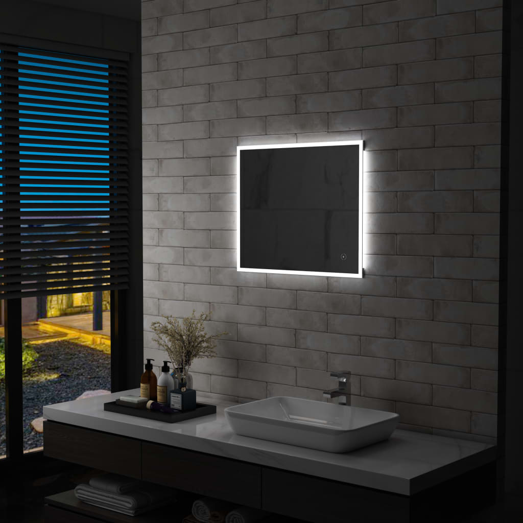 vidaXL Koupelnové zrcadlo s LED světly a dotykovým senzorem 60 x 50 cm