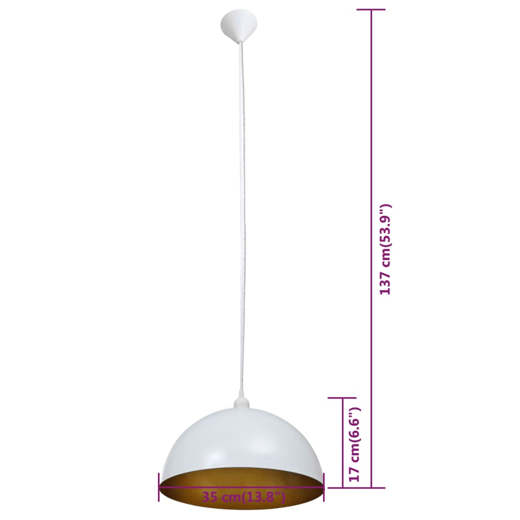 vidaXL Stropní lampa polokoule 2 ks s nastavitelnou výškou bílá