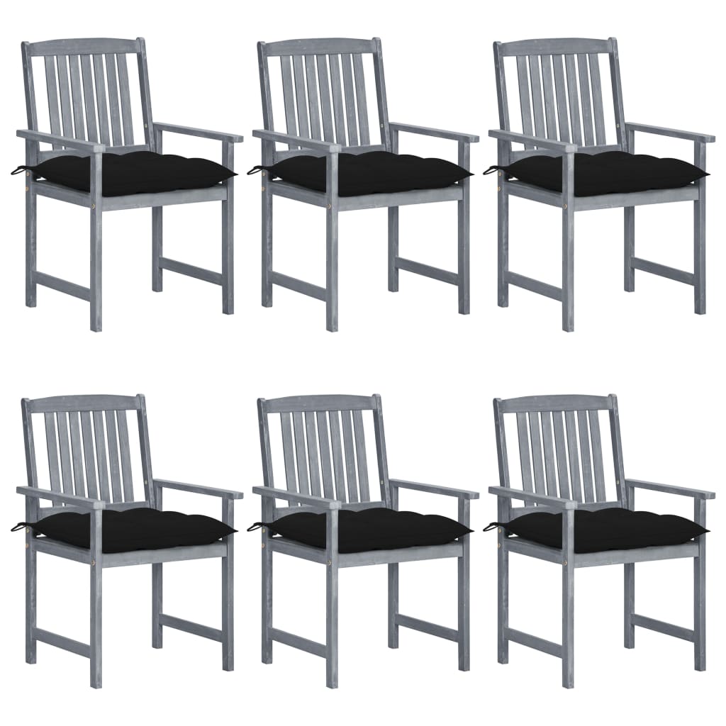 vidaXL Zahradní židle s poduškami 6 ks masivní akáciové dřevo šedé