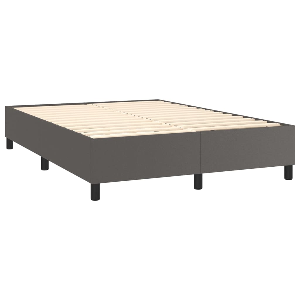 vidaXL Box spring postel s matrací šedá 140 x 190 cm umělá kůže