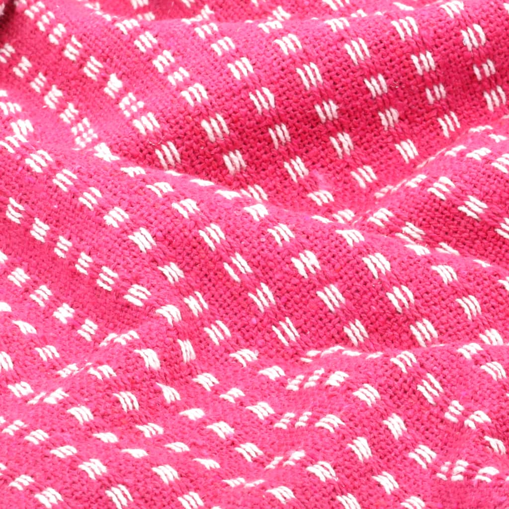 vidaXL Přehoz bavlněný čtverečky 220 x 250 cm růžový