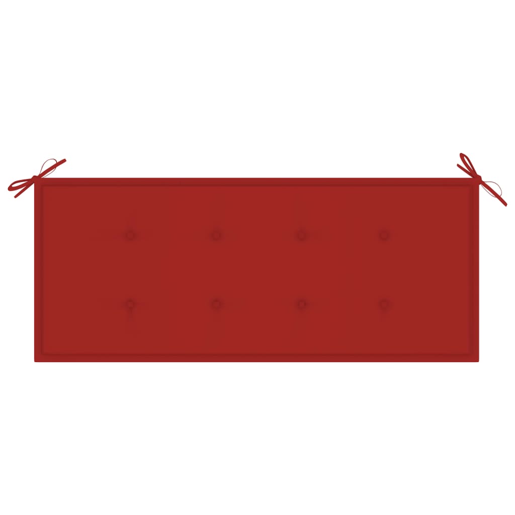 vidaXL Zahradní lavice s červenou poduškou 120 cm masivní teak