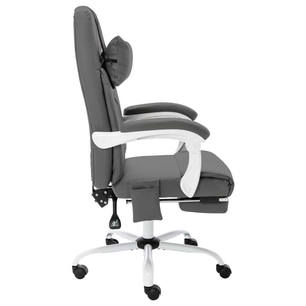 vidaXL Masážní kancelářská židle šedá umělá kůže