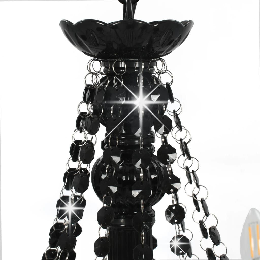 vidaXL Lustr s korálky černý 12 x žárovky E14