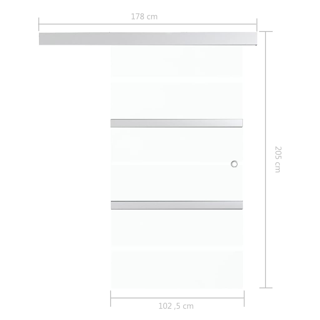 vidaXL Posuvné dveře ESG sklo a hliník 102,5 x 205 cm stříbrné