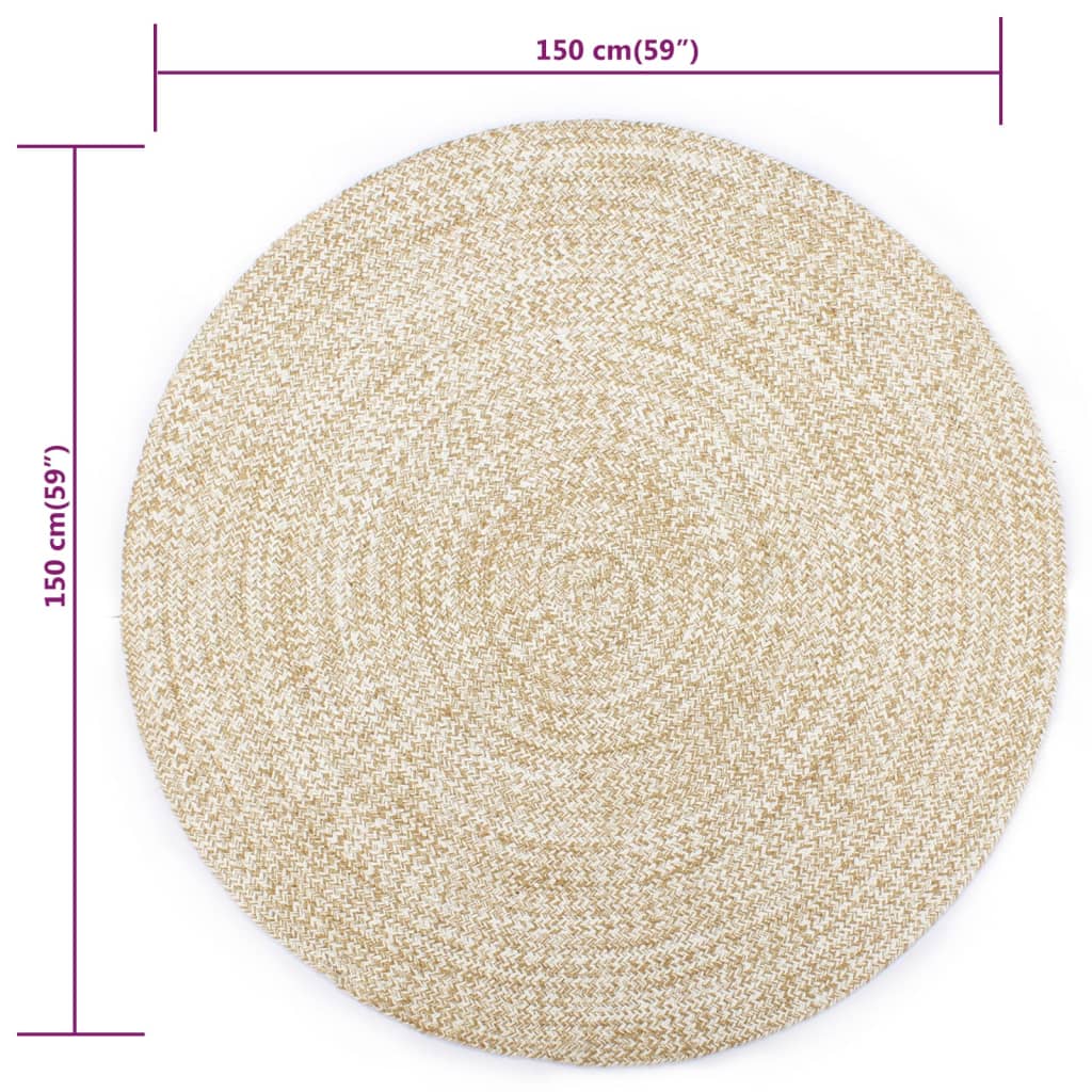 vidaXL Ručně vyráběný koberec juta bílý a přírodní 150 cm