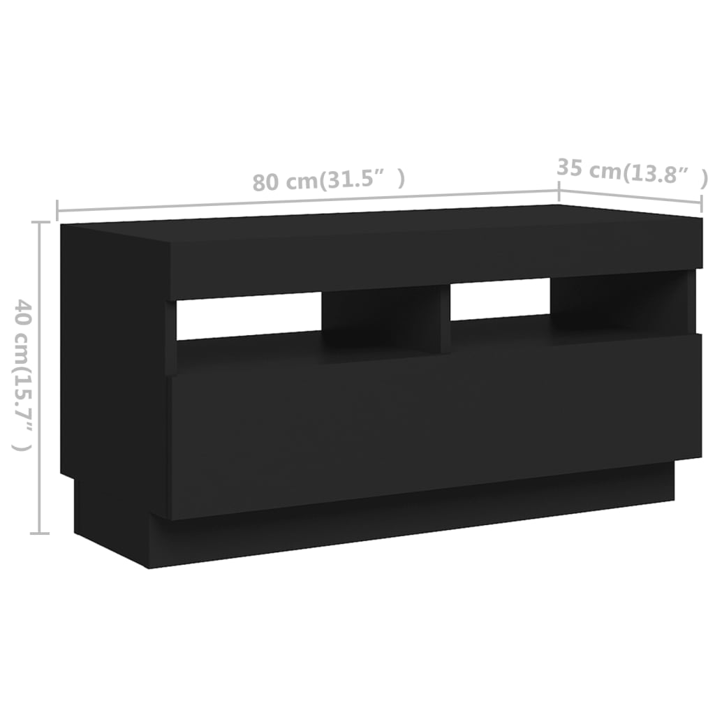 vidaXL TV skříňka s LED osvětlením černá 260 x 35 x 40 cm