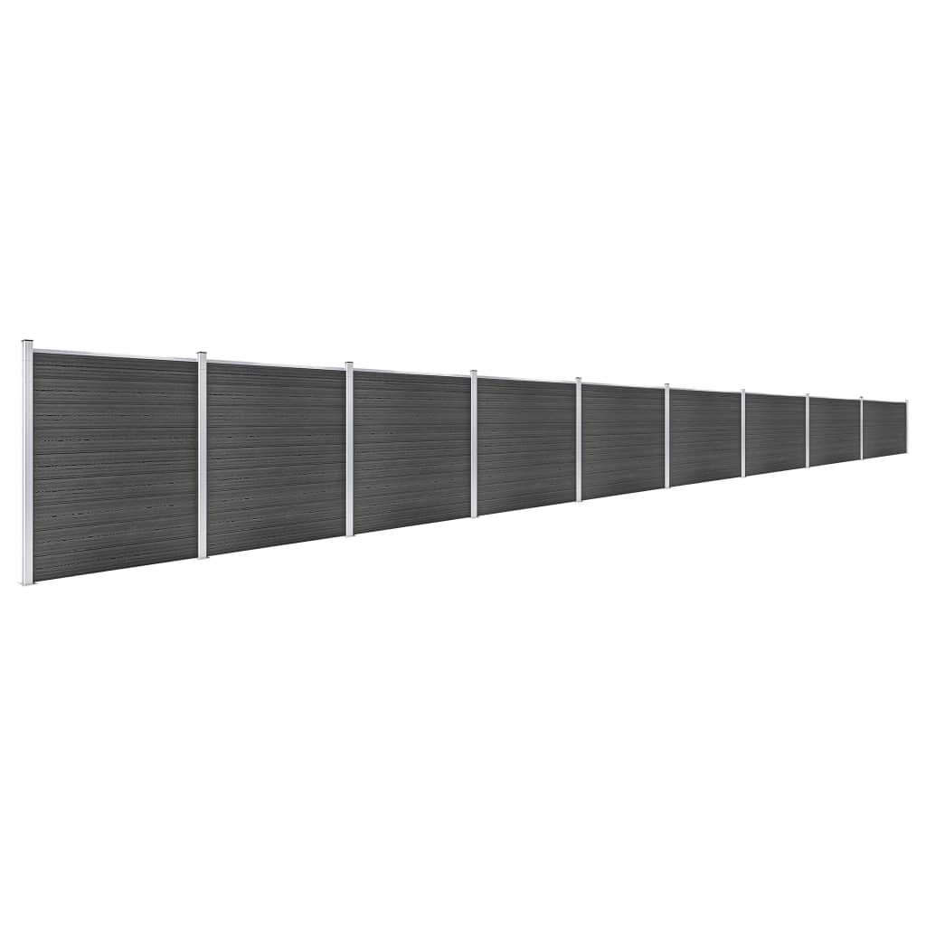 vidaXL Set plotového dílce WPC 1564 x 186 cm černý
