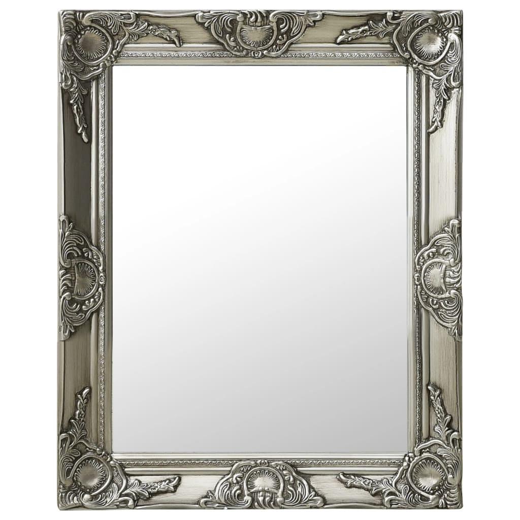 vidaXL Nástěnné zrcadlo barokní styl 50 x 60 cm stříbrné
