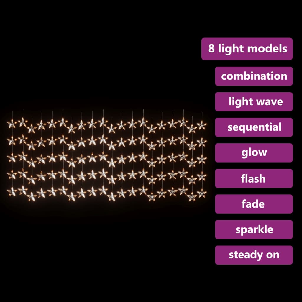vidaXL Světelný závěs hvězdičky 500 LED teplé bílé světlo 8 funkcí