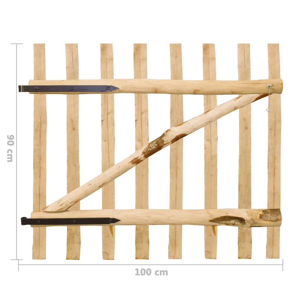 vidaXL Jednokřídlá zahradní branka lískové dřevo 100 x 90 cm