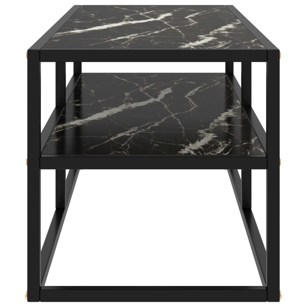 vidaXL TV stolek černý s černým mramorovým sklem 100 x 40 x 40 cm