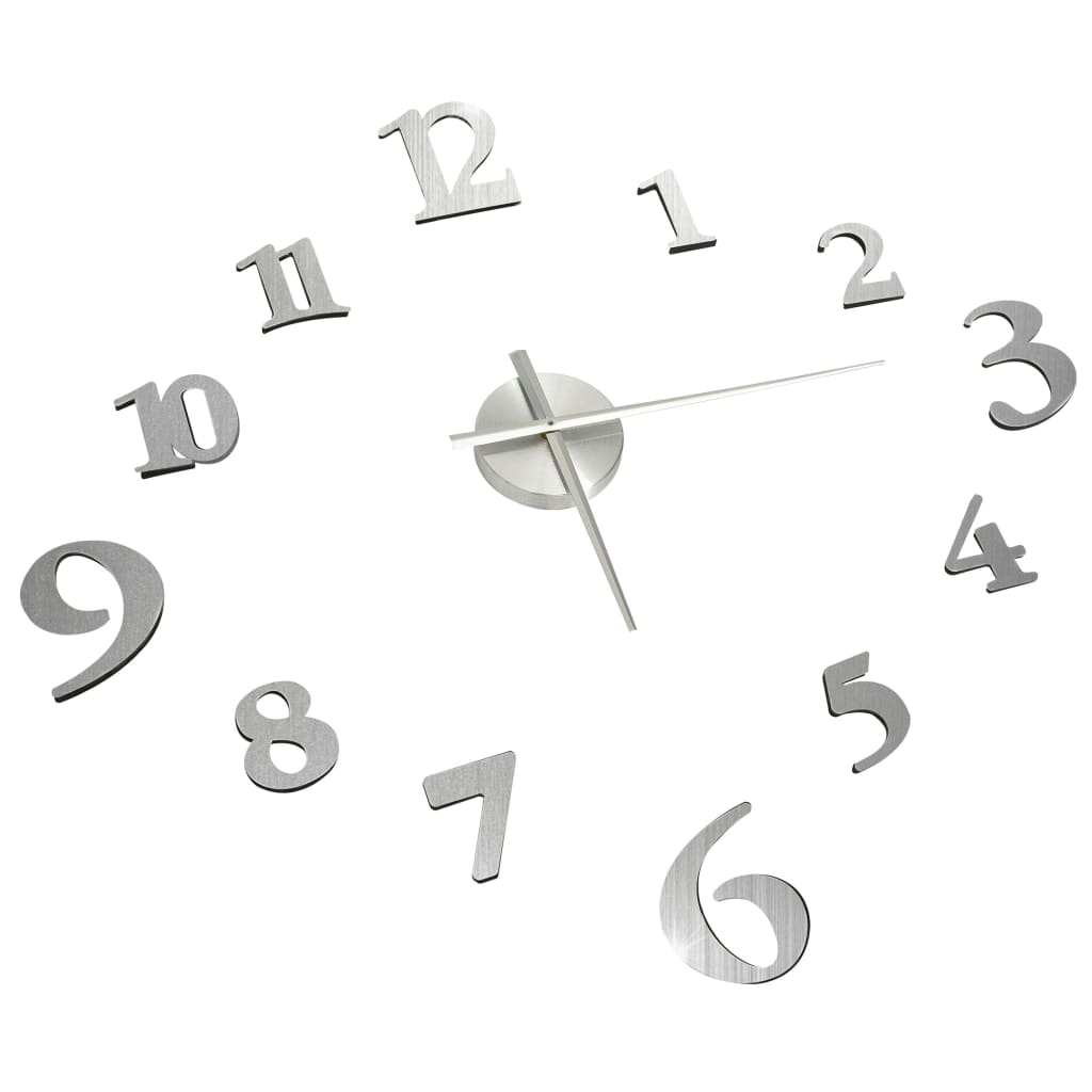 vidaXL 3D nástěnné hodiny moderní design stříbrné 100 cm XXL