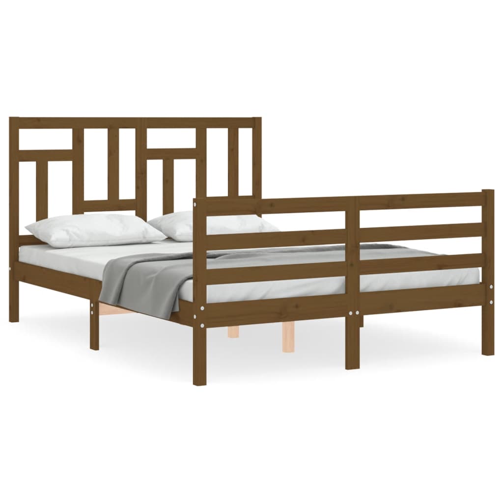 vidaXL Rám postele s čelem medově hnědý 120 x 200 cm masivní dřevo