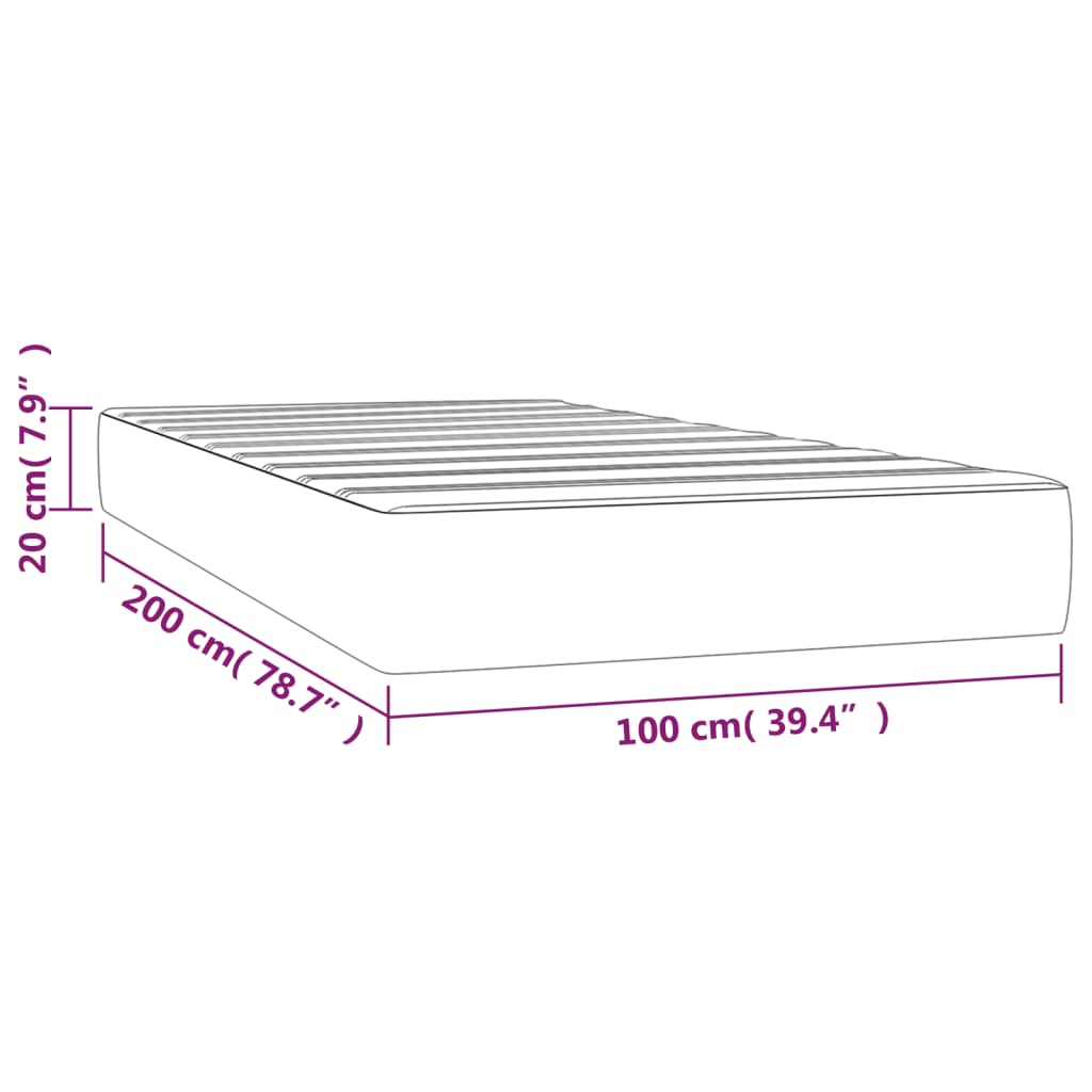vidaXL Taštičková matrace bílá 100 x 200 x 20 cm umělá kůže