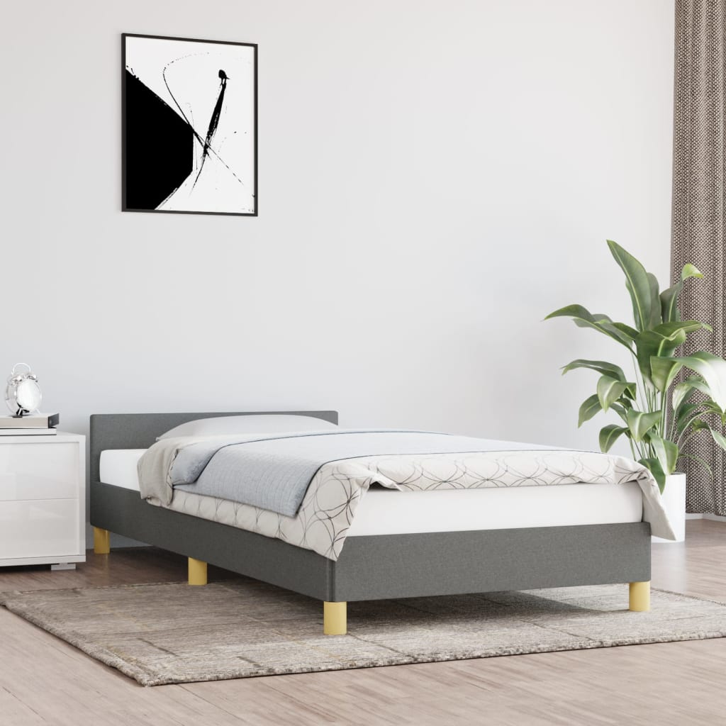 vidaXL Rám postele s čelem tmavě šedý 100x200 cm textil