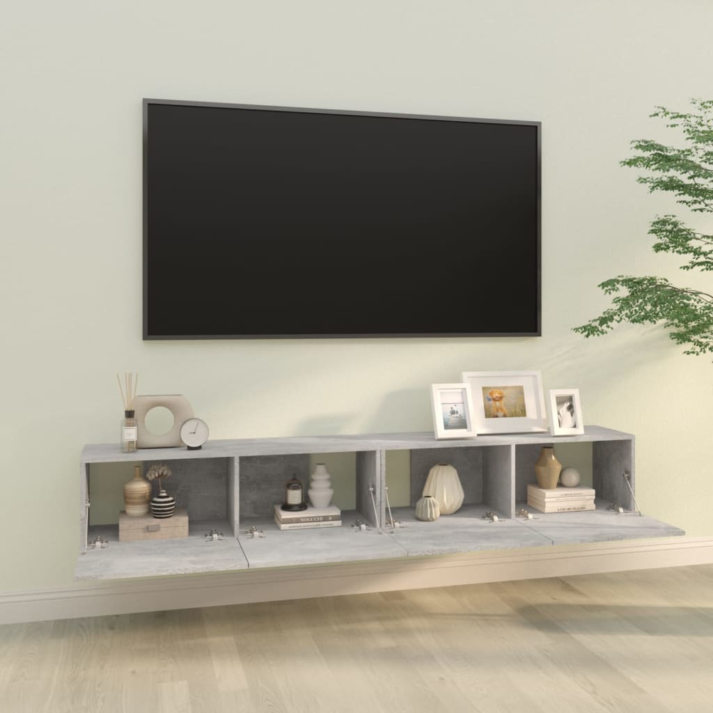 vidaXL Nástěnné TV skříňky 2 ks betonově šedé 100x30x30 cm kompozit