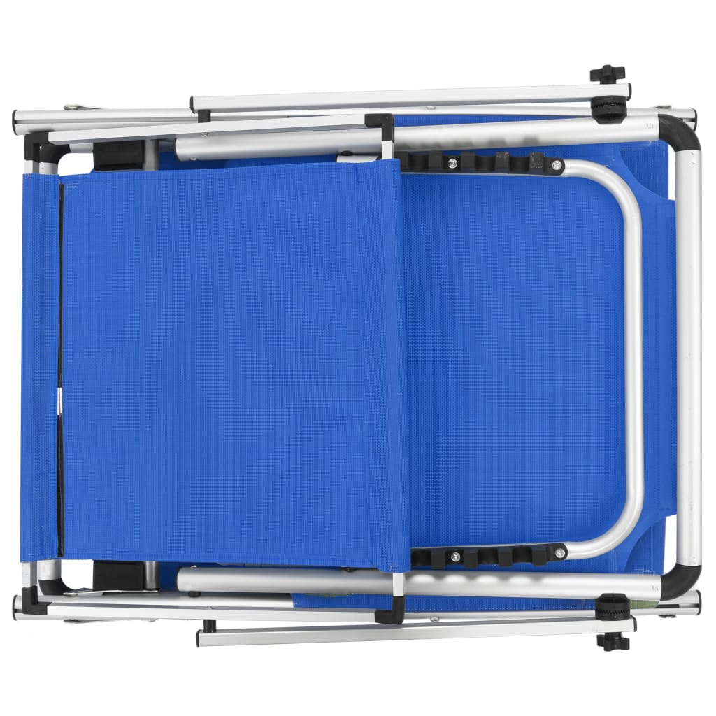 vidaXL Skládací opalovací lehátko se stříškou hliník a textilen modré