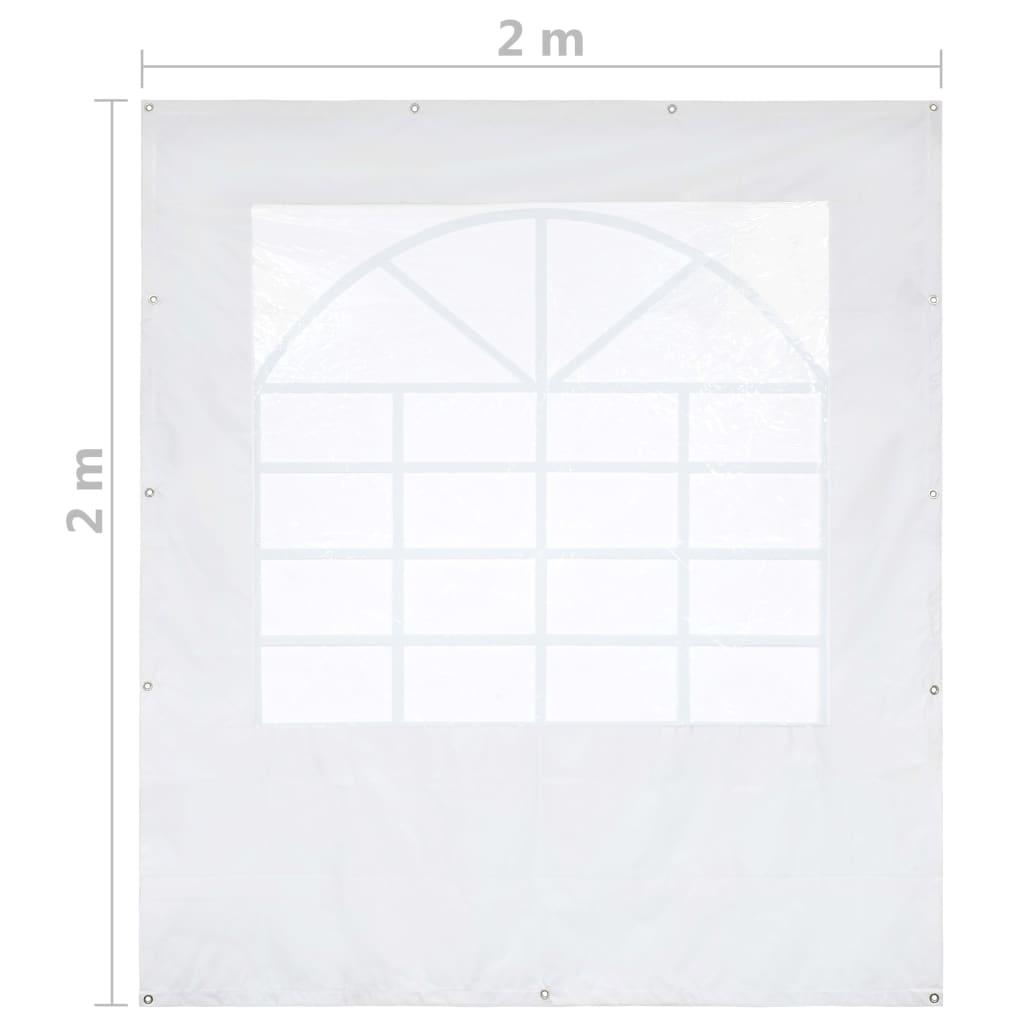 vidaXL Boční stěna k party stanu PVC s oknem 2 x 2 m bílá 550 g/m²