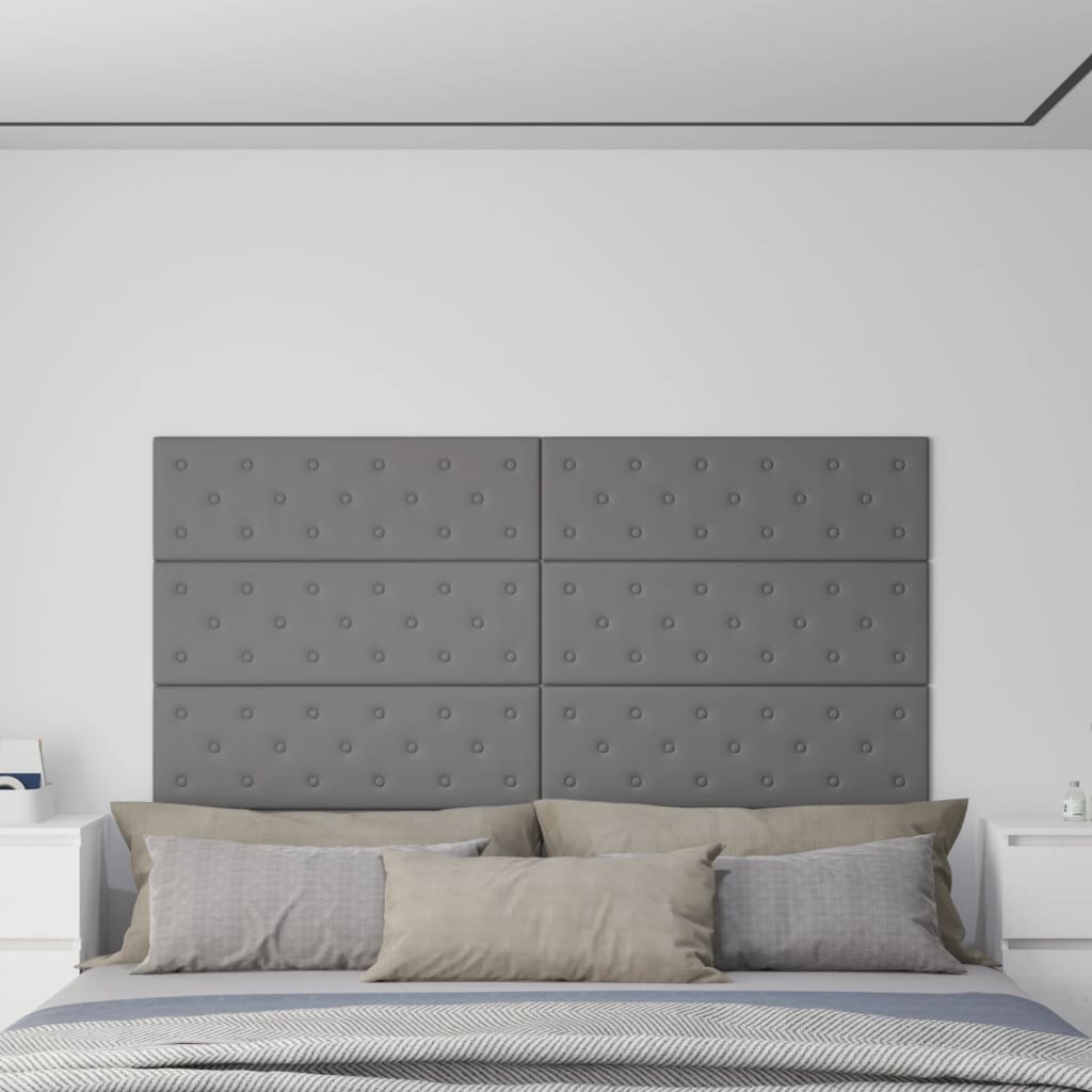 vidaXL Nástěnné panely 12 ks šedé 90 x 30 cm umělá kůže 3,24 m²