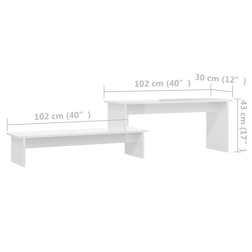 vidaXL TV stolek bílý s vysokým leskem 180 x 30 x 43 cm dřevotříska
