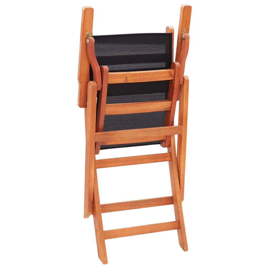 vidaXL Skládací zahradní židle 4 ks černé masivní eukalyptus textilen