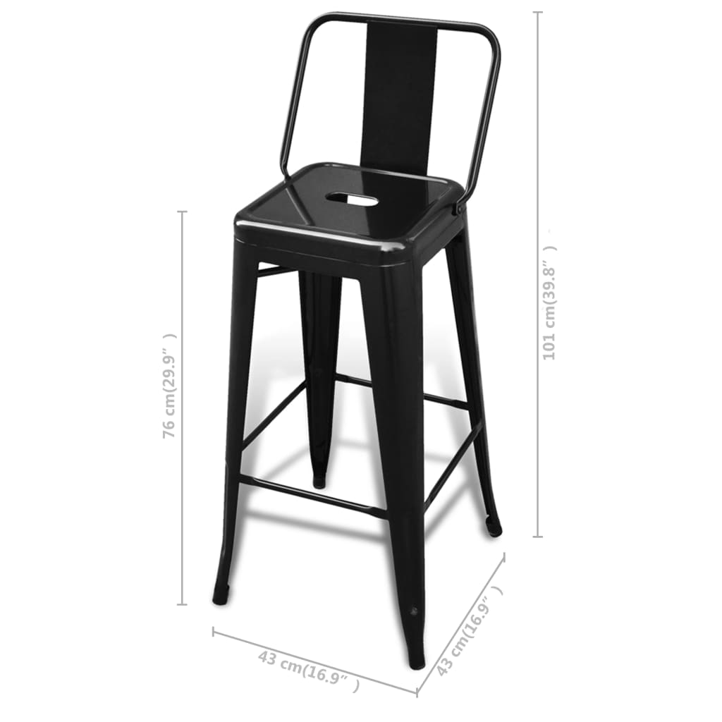 vidaXL Barové stoličky 6 ks černé ocel