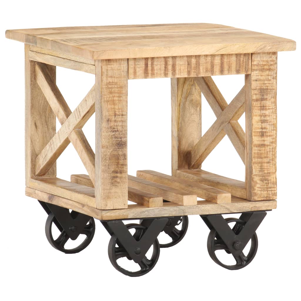 vidaXL Odkládací stolek s kolečky 40 x 40 x 42 cm hrubý mangovník