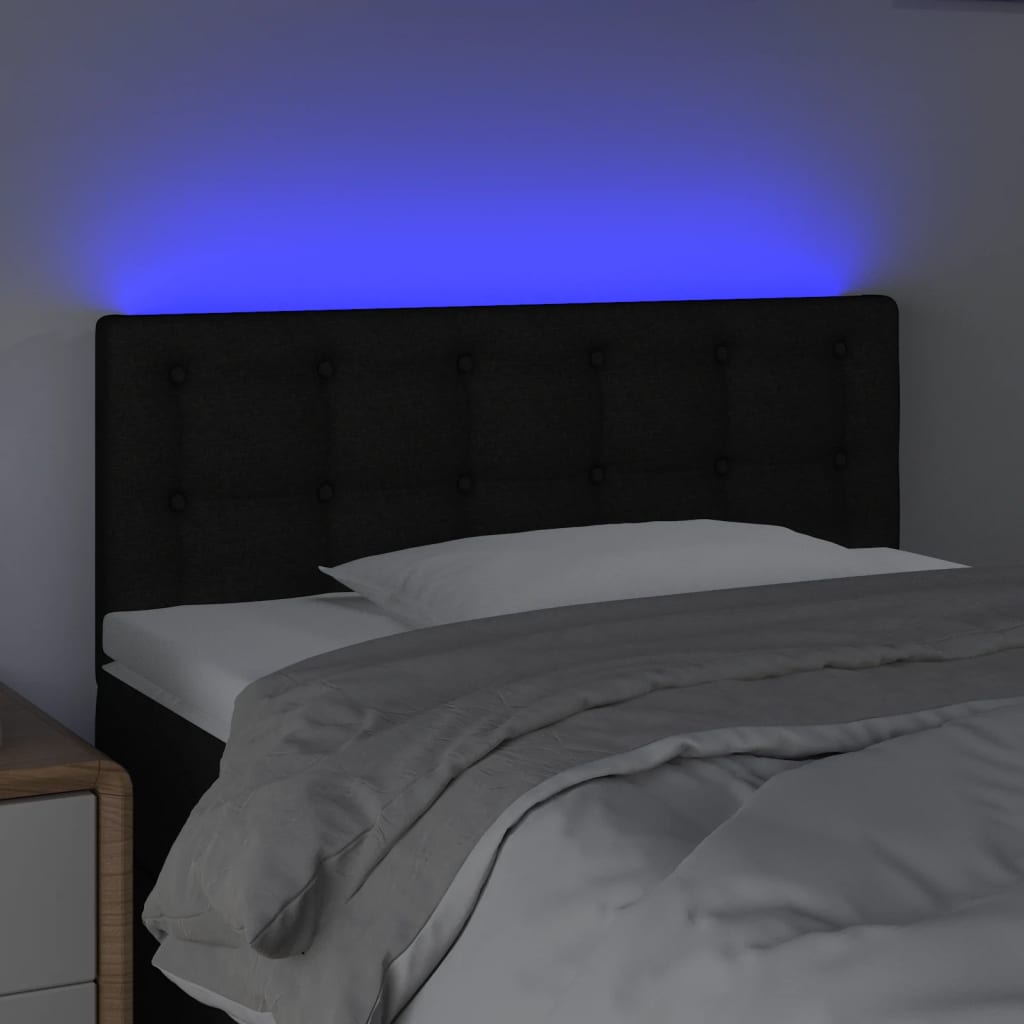 vidaXL Čelo postele s LED černé 90x5x78/88 cm textil