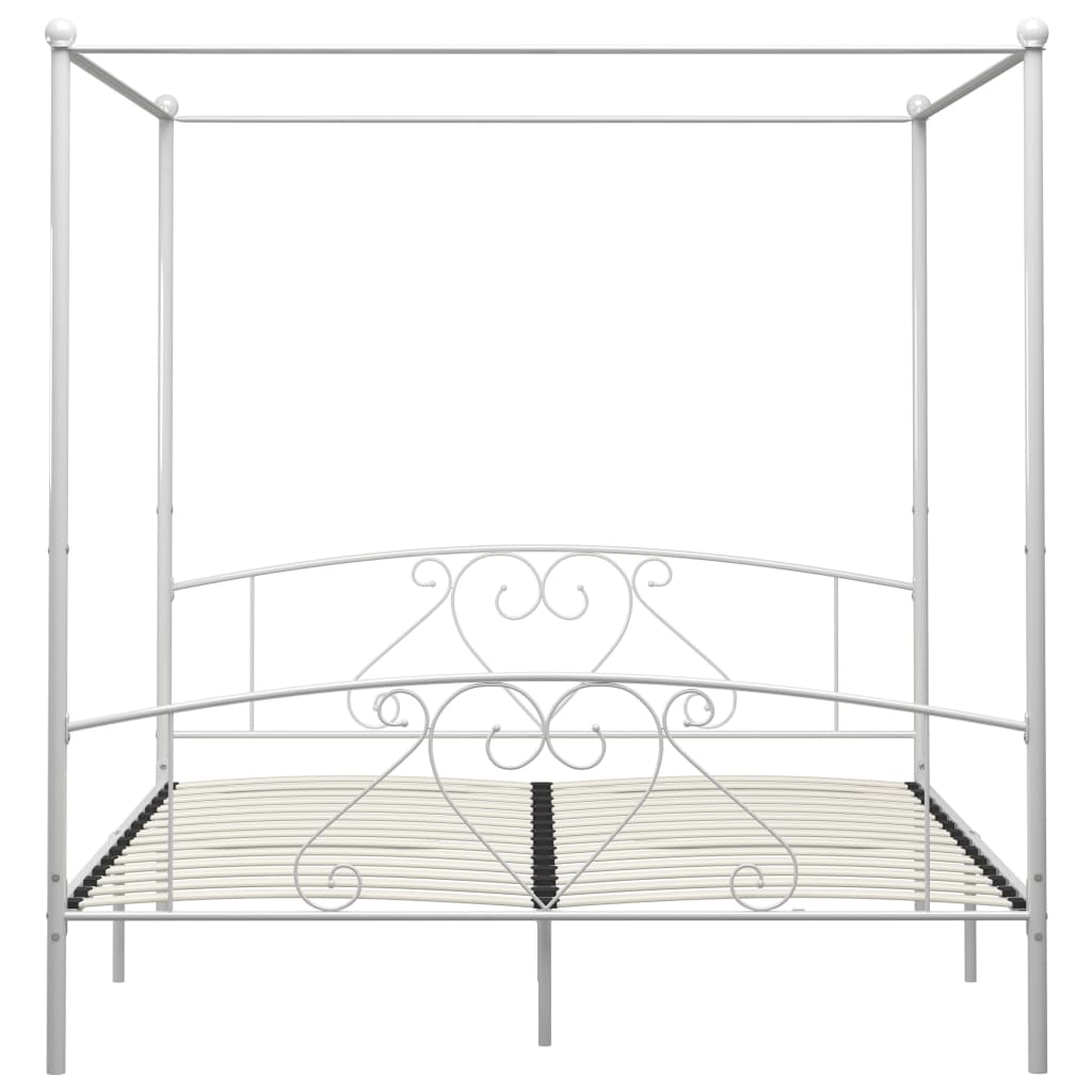 vidaXL Rám postele s nebesy bílý kovový 200 x 200 cm