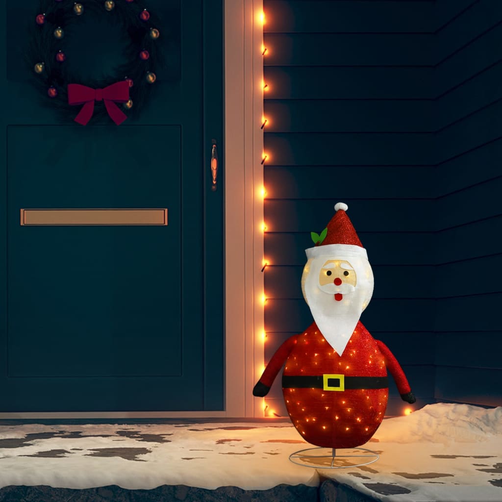 vidaXL Dekorativní vánoční Santa Claus s LED luxusní tkanina 90 cm