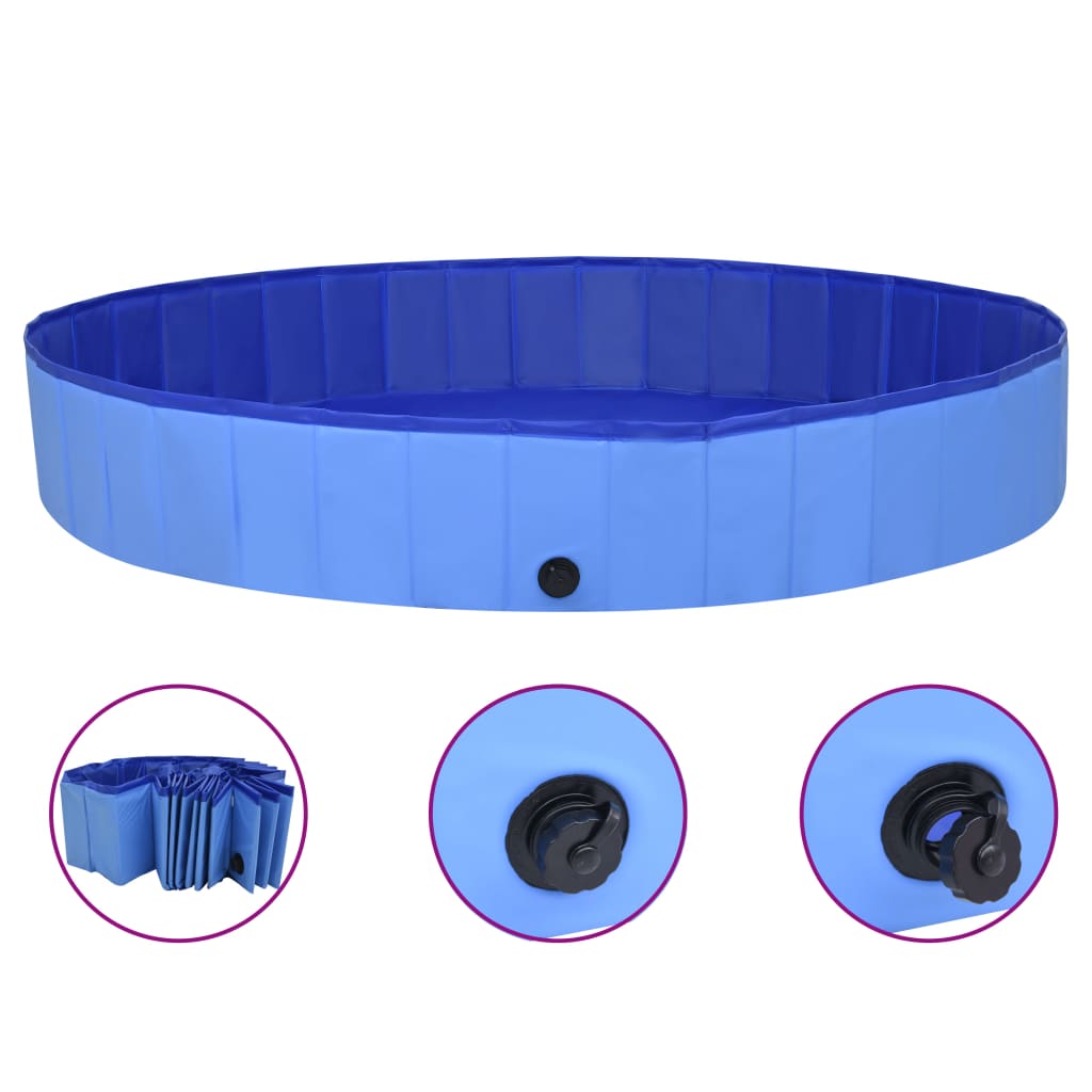 vidaXL Skládací bazén pro psy modrý 200 x 30 cm PVC