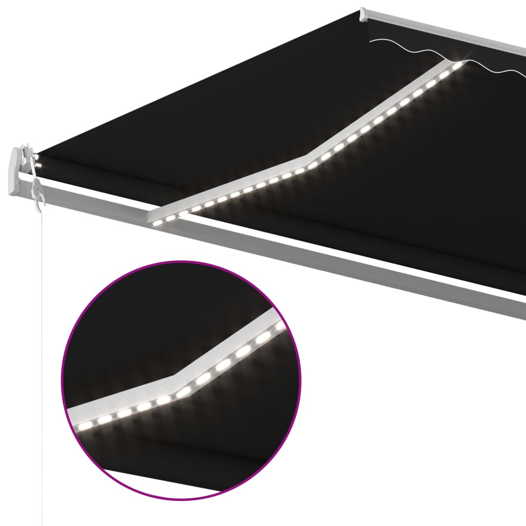 vidaXL Ručně zatahovací markýza s LED světlem 5 x 3,5 m antracitová