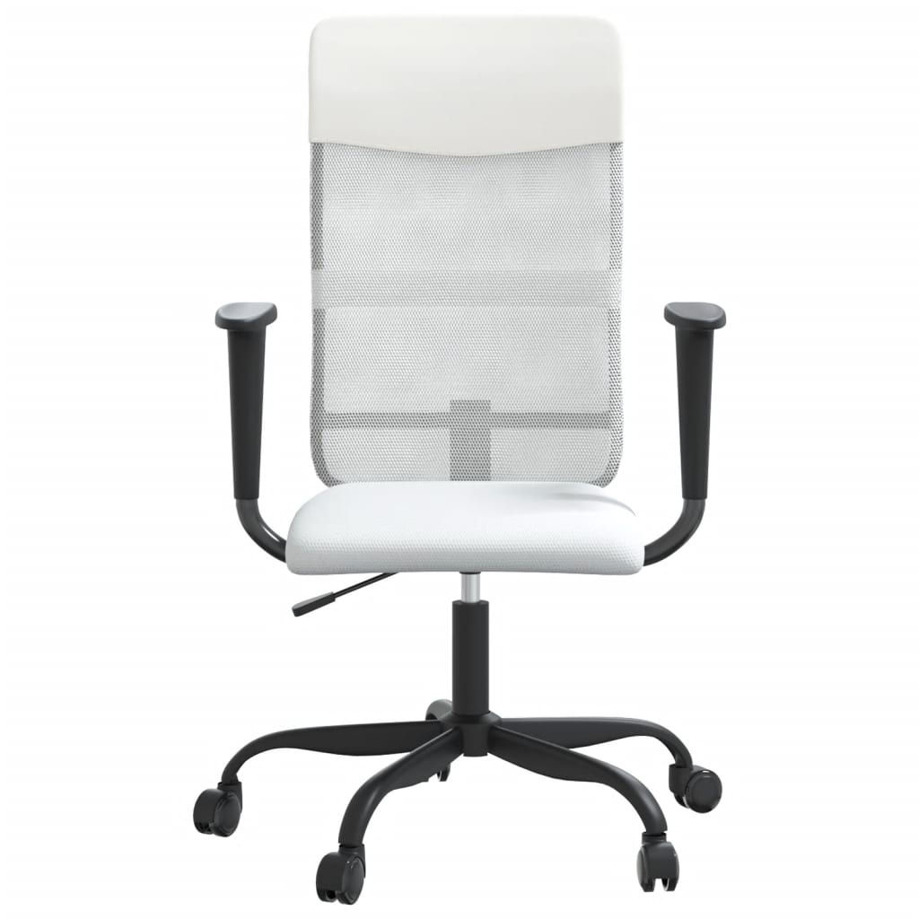 vidaXL Kancelářská židle výškově nastavitelná bílá síťovina umělá kůže