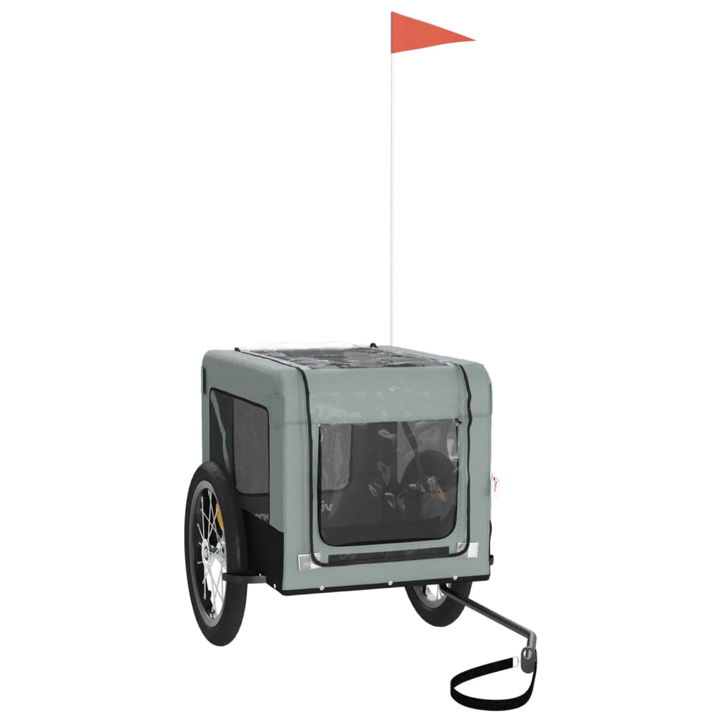 vidaXL Vozík za kolo pro psa šedý a černý oxfordská tkanina a železo