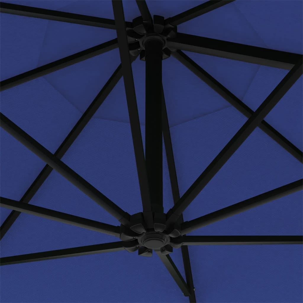 vidaXL Nástěnný slunečník s kovovou tyčí 300 cm modrý