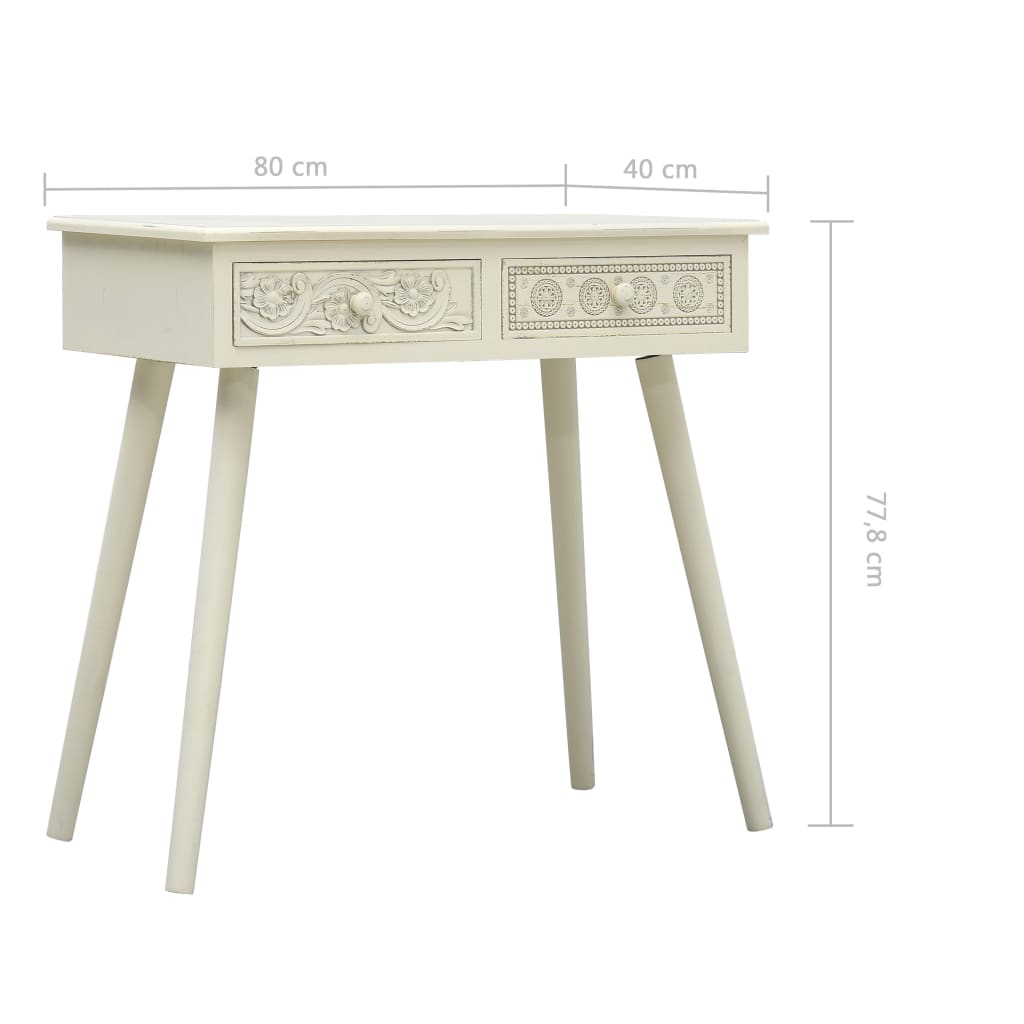 vidaXL Konzolový stolek 2 zásuvky vyřezávaný šedý 80x40x77,8 cm dřevo