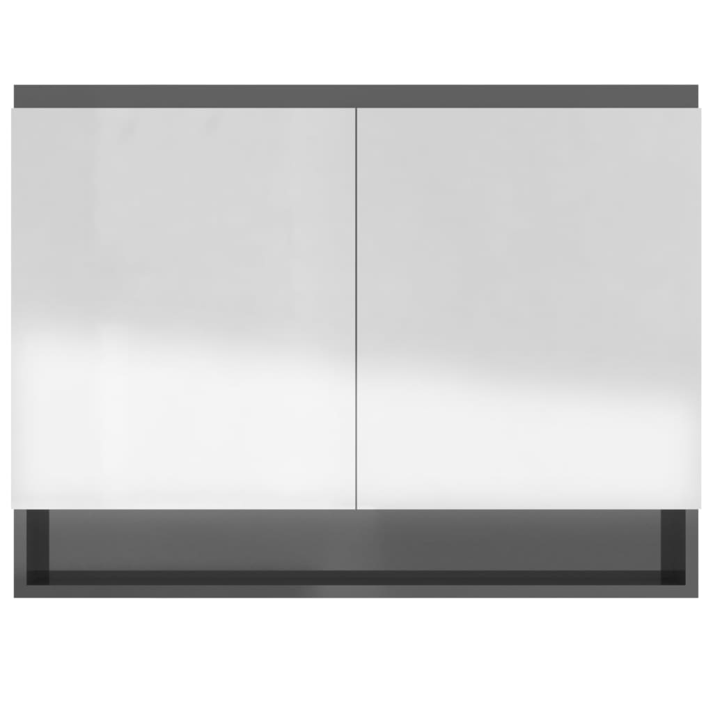 vidaXL Koupelnová skříňka se zrcadlem 80 x 15 x 60 cm MDF zářivě šedá