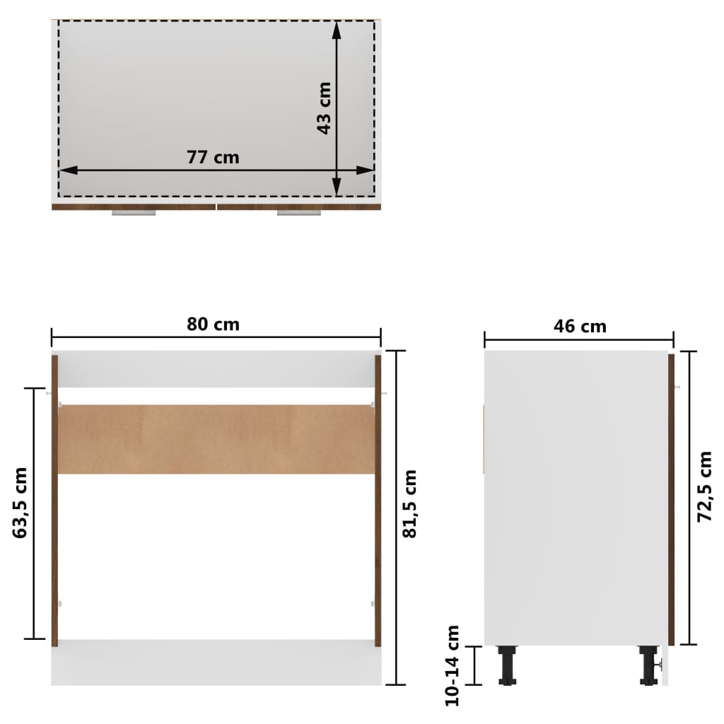 vidaXL Spodní dřezová skříňka hnědý dub 80 x 46 x 81,5 cm kompozit